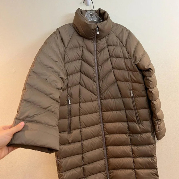 Bogner Chevron Quilted Winter Brown Down Long Designer Outdoor Puffer Coat 8 - Picture 4 of 12